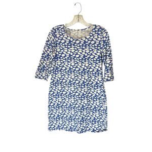 Hiho International Blue White Casual Everyday 3/4 Sleeve Tunic‎ Top Size Small